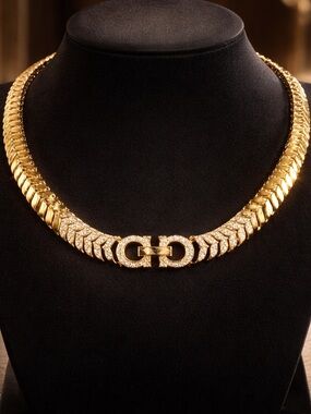 Pavé Crystal Gold Link Choker Necklace - Women's Jewelry